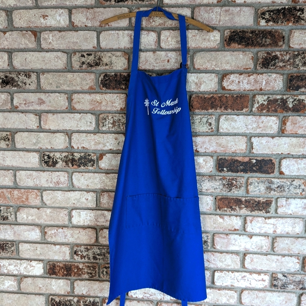💙 Vintage Blue Apron Adjustable Neck Tie Back St Mark Fellowship by S&H